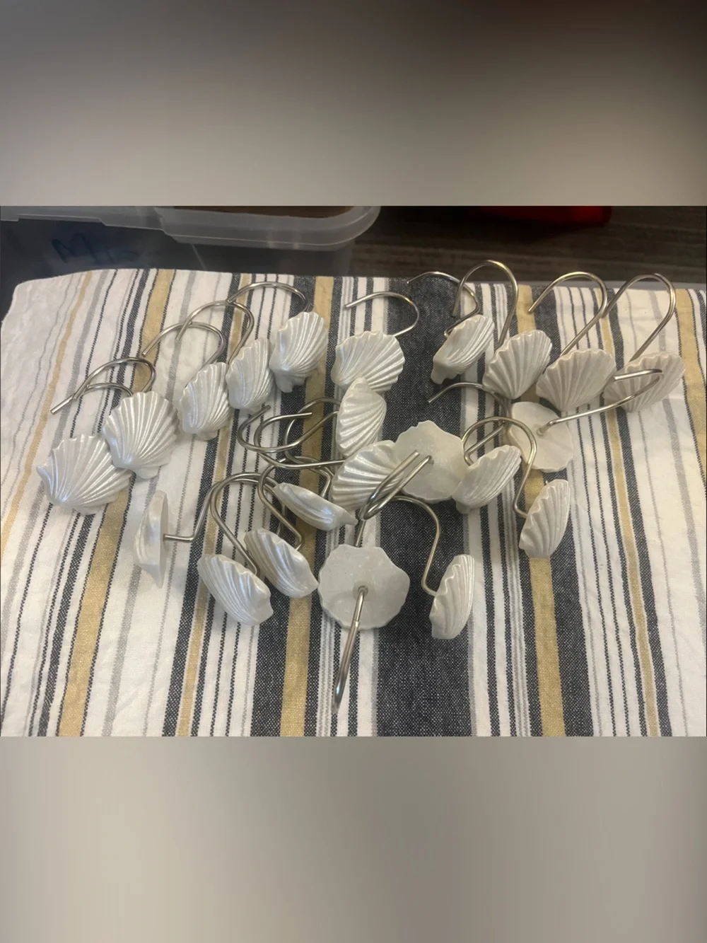 Pearl White Shell Shower Curtain Hooks Set of 22 #153